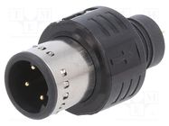 Connector: M12; plug; male; soldering; for molding,for cable; 4A AMPHENOL LTW