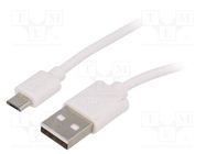 Cable; USB 2.0; USB A plug,USB B micro plug; 1m; white Goobay