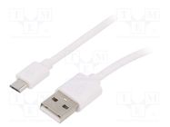 Cable; USB 2.0; USB A plug,USB B micro plug; 2m; white Goobay