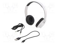 Wireless headphones with microphone; white; 20÷22000Hz; 10m; 32Ω QOLTEC