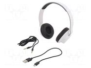 Wireless headphones with microphone; white; 20÷22000Hz; 10m; 32Ω QOLTEC