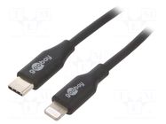 Cable; USB 2.0; Apple Lightning plug,USB C plug; 0.5m; black GOOBAY