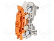 Splice terminal: rail; 0.2÷4mm2; ways: 1; terminals: 2; orange,grey TE Connectivity