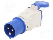 Connector: AC supply; adapter; male/female; 16A; 230VAC; IEC 60309 PCE