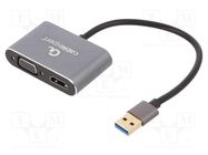 Adapter; USB 3.0; D-Sub 15pin HD socket,HDMI socket,USB A plug GEMBIRD