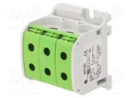 Splice terminal: rail; 50mm2; ways: 1; terminals: 6; green; STB; TS35 