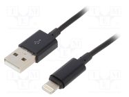 Cable; USB 2.0; Apple Lightning plug,USB A plug; gold-plated; 2m GEMBIRD