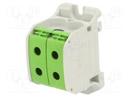 Splice terminal: rail; 50mm2; ways: 1; terminals: 4; green; STB; TS35 SIMET