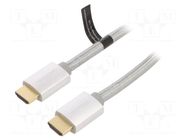 Cable; HDMI plug,both sides; PVC; textile; 10m; silver; HDMI 2.0 VENTION