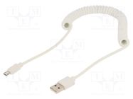 Cable; coiled,USB 2.0; USB A plug,USB B micro plug; gold-plated GEMBIRD