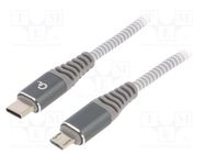 Cable; USB 2.0; USB B micro plug,USB C plug; 1.5m; white-grey 