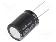 Capacitor: electrolytic; low ESR; THT; 4700uF; 16VDC; Ø18x25mm NICHICON