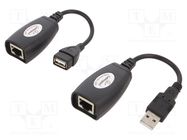 USB extender; USB 1.1; RJ45 socket x2,USB A socket,USB A plug GEMBIRD