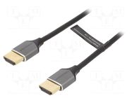 Cable; HDMI plug,both sides; PVC; 0.5m; grey; HDCP 2.2,HDMI 2.0 VENTION