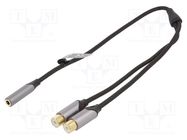 Cable; Jack 3.5mm socket,RCA socket x2; 0.3m VENTION