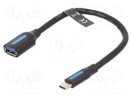 Cable; USB 3.0; USB A socket,USB C plug; nickel plated; 0.15m 