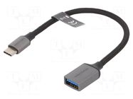 Cable; USB 3.0; USB A socket,USB C plug; nickel plated; 0.15m VENTION