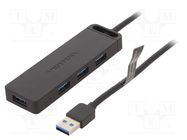 Hub USB; USB A socket x4,USB A plug; USB 3.0; PnP; black; 5Gbps VENTION