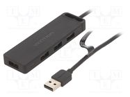 Hub USB; USB A socket x4,USB A plug; USB 2.0; PnP; black; 480Mbps VENTION