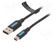 Cable; USB 2.0; USB A plug,USB B mini plug; nickel plated; 1m VENTION