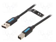 Cable; USB 2.0; USB A plug,USB B plug; nickel plated; 1m; black 