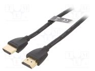 Cable; HDMI 2.0; HDMI plug,both sides; PVC; 2m; black; 32AWG VENTION