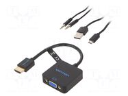 Converter; HDMI 1.4; 3D,Full HD 1080p; 0.15m; black VENTION