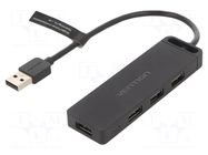 Hub USB; USB A socket x4,USB A plug; USB 2.0; PnP; black; 480Mbps VENTION