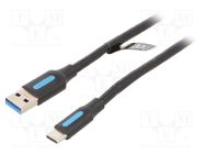 Cable; USB 3.0; USB A plug,USB C plug; nickel plated; 0.25m 