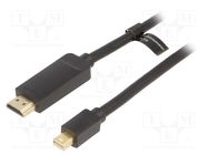 Cable; HDMI plug,mini DisplayPort plug; PVC; Len: 3m; black 