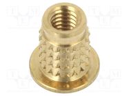 Threaded insert; brass; M4; BN 37896; L: 8.5mm; for plastic TAPPEX