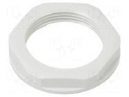 Nut; PG21; polystyrene; 36mm; light grey; Thread: PG; with flange LAPP