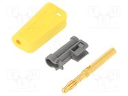 Connector: 4mm banana; plug; 19A; yellow; gold-plated; on cable STÄUBLI