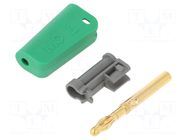 Connector: 4mm banana; plug; 19A; green; gold-plated STÄUBLI