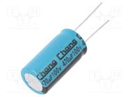 Capacitor: electrolytic; THT; 470uF; 100VDC; Ø16x30mm; Pitch: 7.5mm CHANGZHOU HUAWEI ELECTRONIC