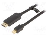 Cable; HDMI plug,mini DisplayPort plug; PVC; Len: 2m; black 