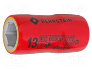 Socket; 6-angles,insulated,socket spanner; HEX 13mm; 3/8" BERNSTEIN