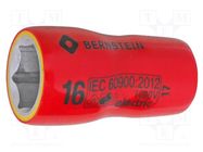 Socket; 6-angles,insulated,socket spanner; HEX 16mm; 3/8" BERNSTEIN