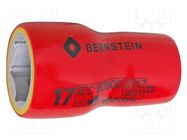 Socket; 6-angles,insulated,socket spanner; HEX 17mm; 3/8" BERNSTEIN