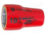 Socket; 6-angles,insulated,socket spanner; HEX 19mm; 3/8" BERNSTEIN