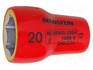 Socket; 6-angles,insulated,socket spanner; HEX 20mm; 3/8" BERNSTEIN