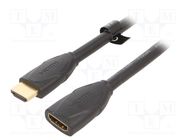 Cable; HDMI 2.0; HDMI socket,HDMI plug; PVC; 1m; black; 30AWG 