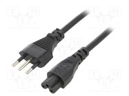 Cable; 3x0.75mm2; CEI 23-50 (L) plug,IEC C5 female; PVC; 1.8m 