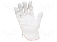 Protective gloves; ESD; M; polyester,PVC,carbon fiber; white ANTISTAT
