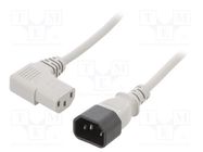 Cable; 3x1mm2; IEC C13 female 90°,IEC C14 male; PVC; 5m; grey; 10A 