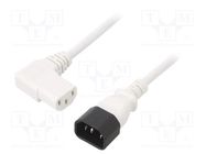 Cable; 3x1mm2; IEC C13 female 90°,IEC C14 male; PVC; 5m; white 