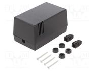 Enclosure: for power supplies; X: 69mm; Y: 114mm; Z: 63mm; black KRADEX