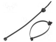 Cable tie; with fixing lugs; L: 202mm; W: 4.6mm; black; polyamide HELLERMANNTYTON