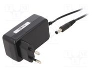 Power supply: switching; mains,plug; 24VDC; 1A; 24W; Plug: EU; black POS