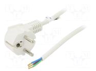 Cable; 3x1mm2; CEE 7/7 (E/F) plug angled,wires; PVC; 3m; white GOOBAY